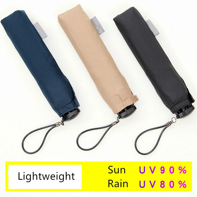 105g Lightweight Mini Small 6 ribs High Density Waterproof Fabric Women Sun Rain Portable Three folding umbrella