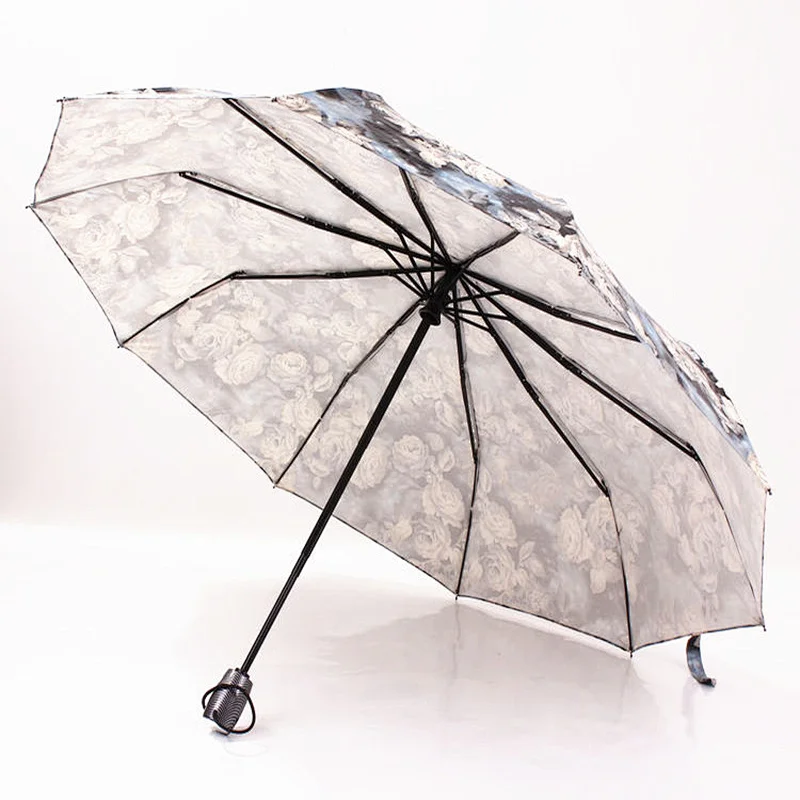 Oil painting style 2019 NEW fashion Women Ladies Automatic folding umbrella