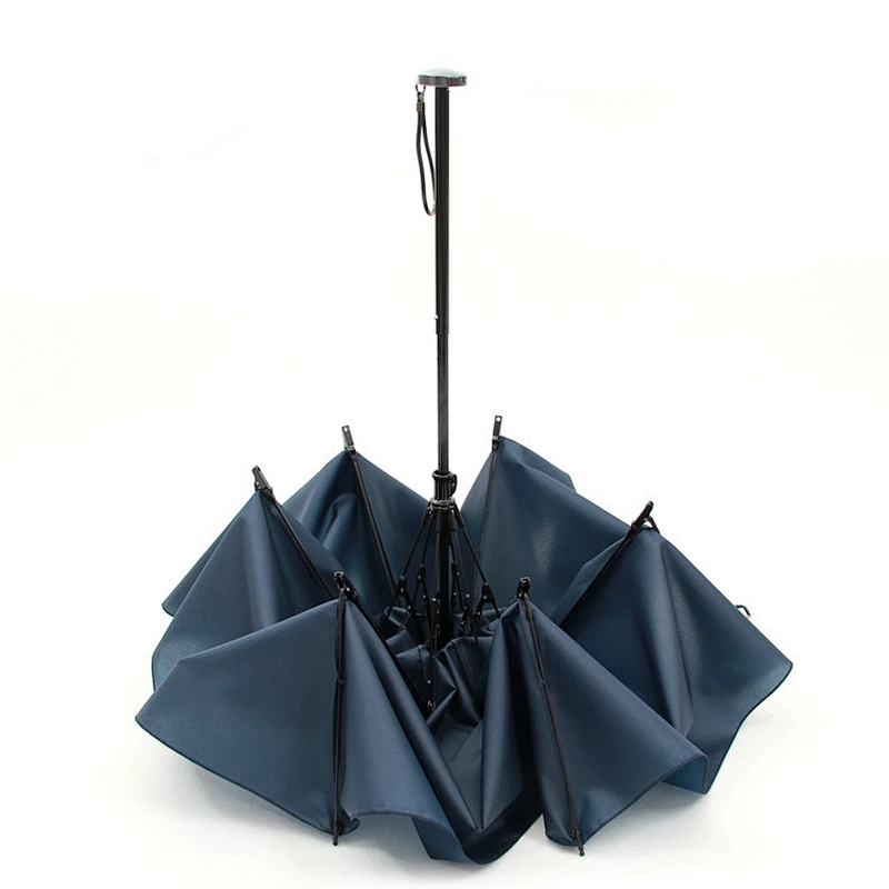 105g Ligero Mini pequeño 6 costillas Tela impermeable de alta densidad Mujeres Sun Rain Portable Tres paraguas plegable