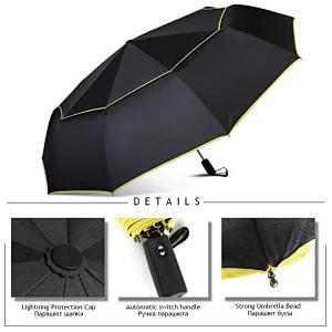 Amazon High Quality 120cm Big Fully-automatic Men Rain Woman Double Layer 3 Folding Business Gift Windproof Sun Golf Umbrellas