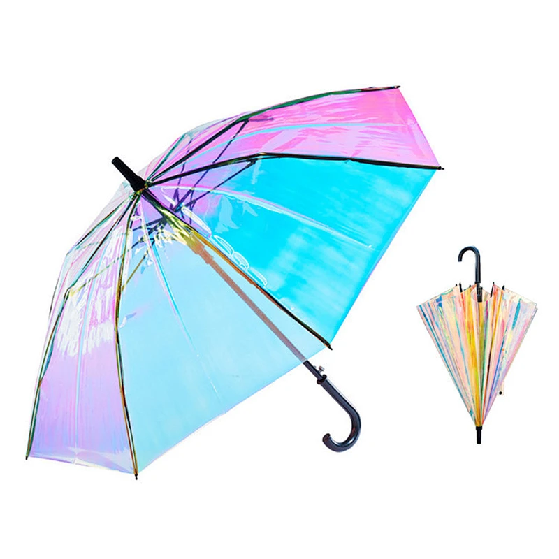 Rain Sunshade paraguas holográfico personalizado con láser de pvc para niña