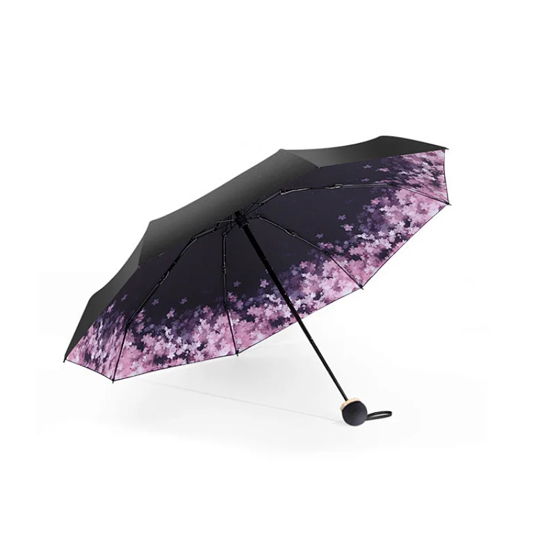 Top Quality Cherry blossoms Compact Travel UV Protection Windproof 5 Folding Pocket Mini Umbrella