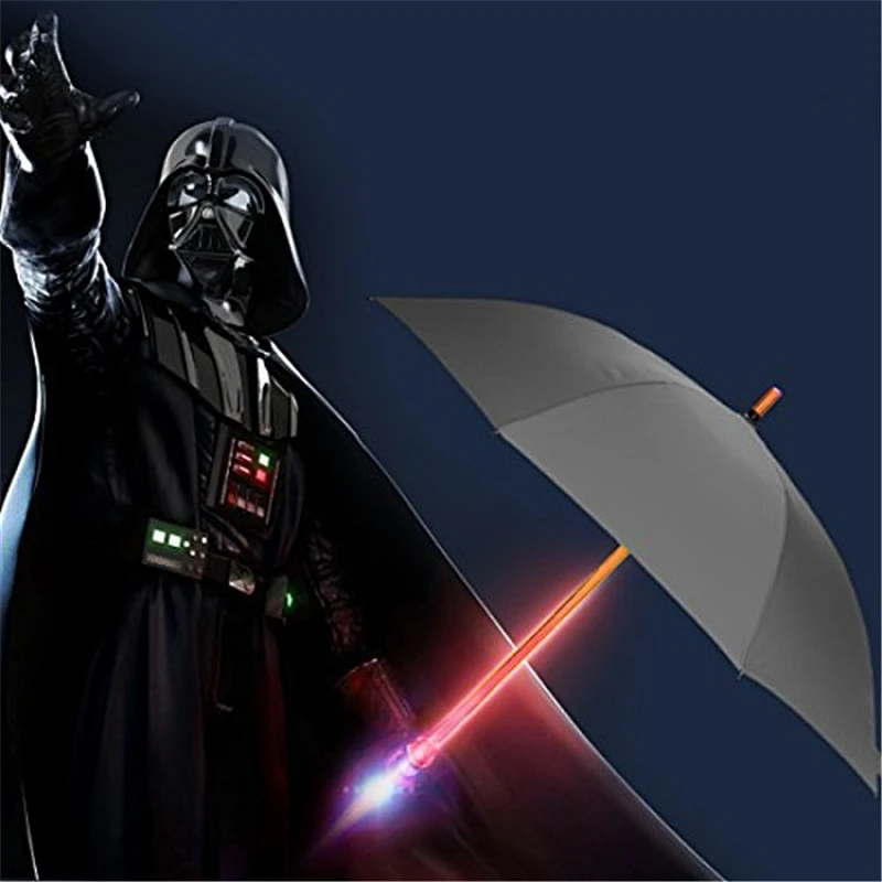 Logo printed promotional 8 panels straight led umbrella with light torch