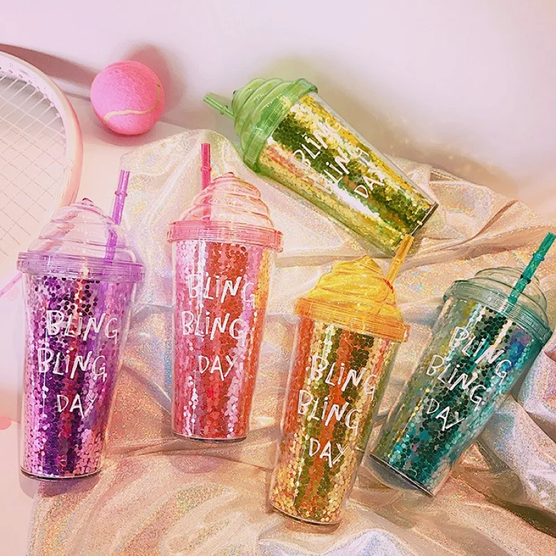 16oz 24oz Wholesale Ice Cream Double Wall Custom Print Drink Plastic Cup with Lid