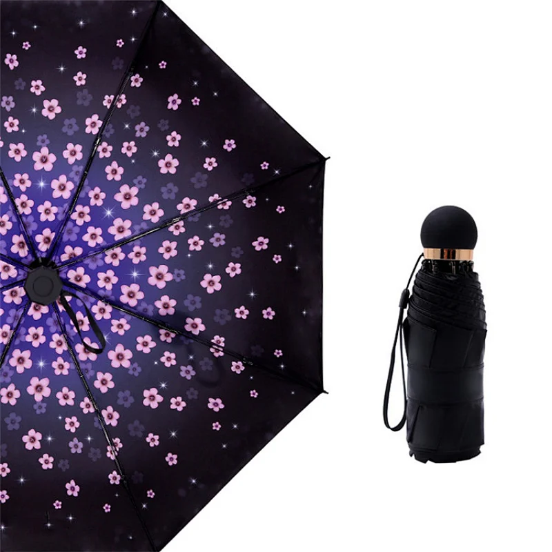 Top Quality Cherry blossoms Compact Travel UV Protection Windproof 5 Folding Pocket Mini Umbrella
