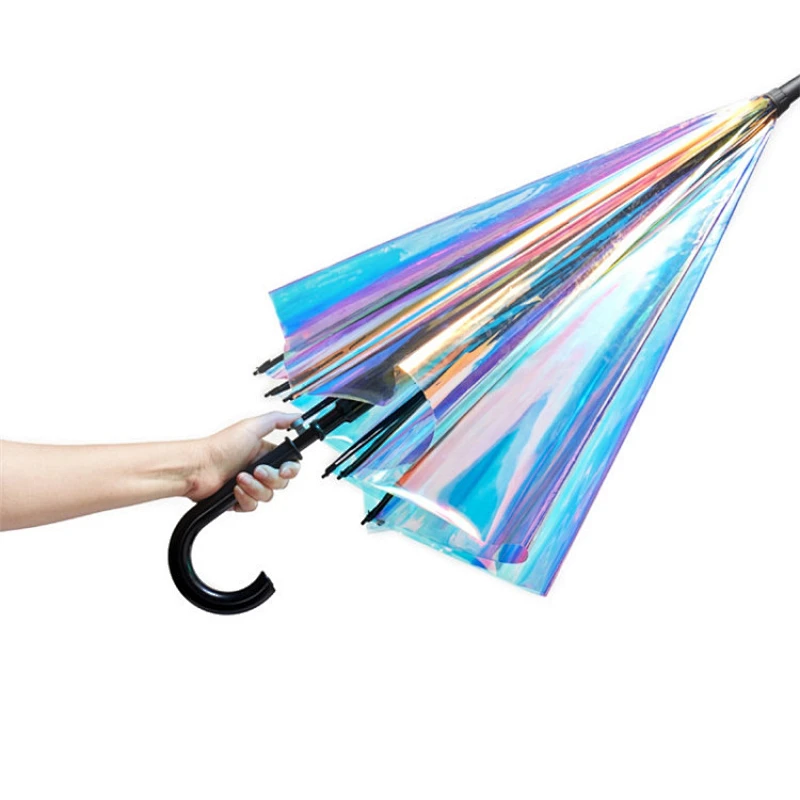 Rain Sunshade paraguas holográfico personalizado con láser de pvc para niña