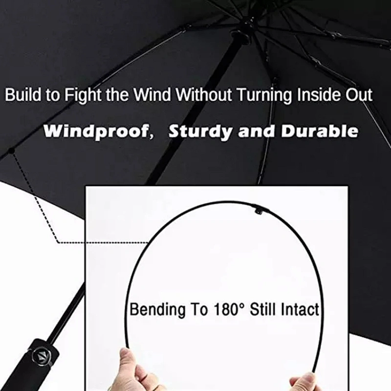 Paraguas inverso automático plegable a prueba de viento 3 barato 12k con correa reflectante