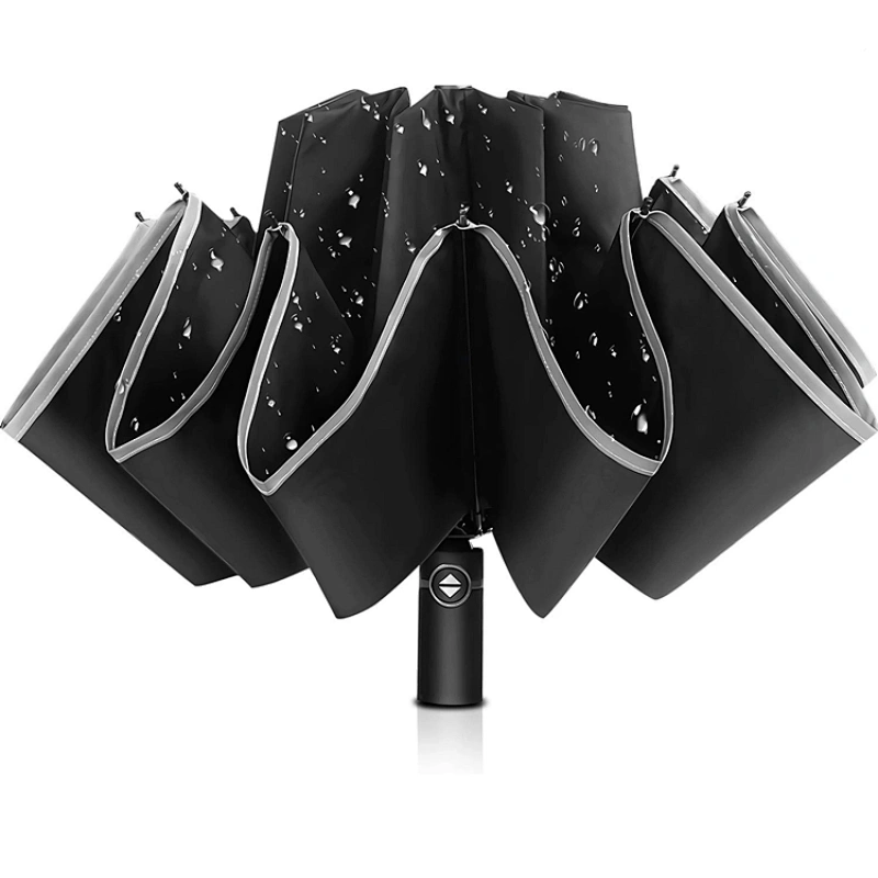 Paraguas inverso automático plegable a prueba de viento 3 barato 12k con correa reflectante