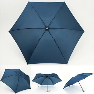 105g Ligero Mini pequeño 6 costillas Tela impermeable de alta densidad Mujeres Sun Rain Portable Tres paraguas plegable