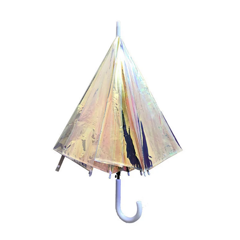 Rain Sunshade Personalized Holographic pvc laser umbrella for girl