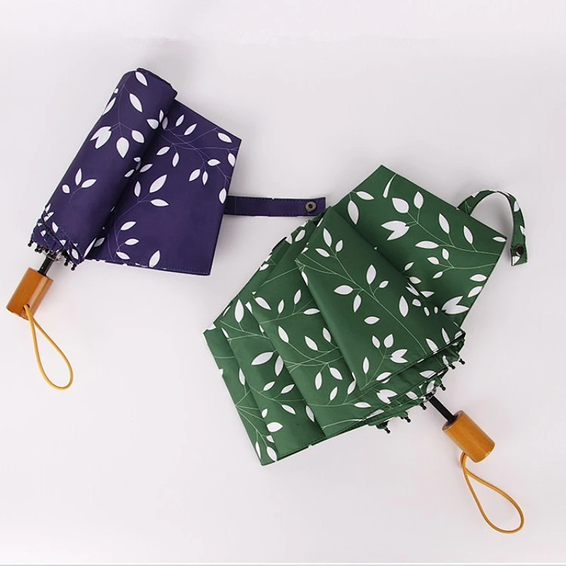 Paraguas plegable de encargo de la nueva moda 2019 con mango de bambú