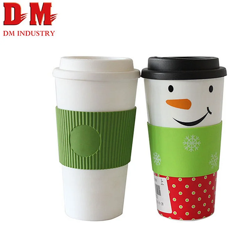 Custom printed Office reusable plastic coffee mug cups with lid