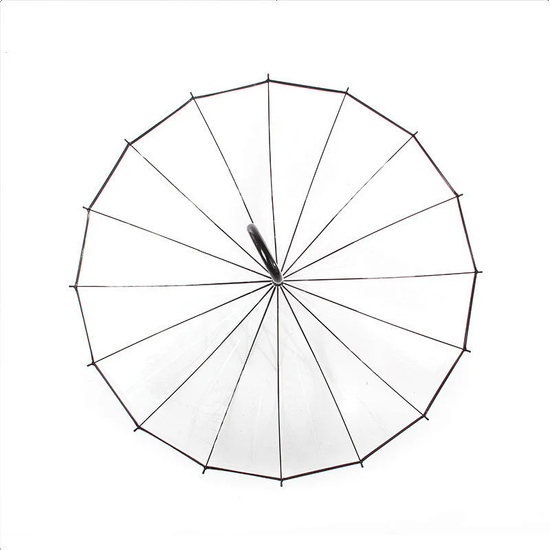High quality 16 Ribs straight Transparent POE clear Windproof umbrella