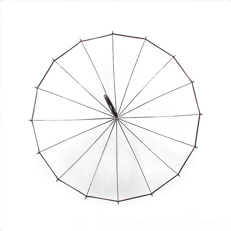 High quality 16 Ribs straight Transparent POE clear Windproof umbrella