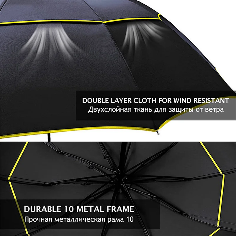 Windproof Business Rain Women Men  Portable Double Layer Outdoor Big Large Paraguas Strong 3 Folding Golf Umbrellas