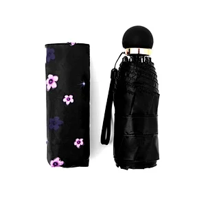 Top Quality Cherry blossoms Compact Travel UV Protection Windproof 5 Folding Pocket Mini Umbrella