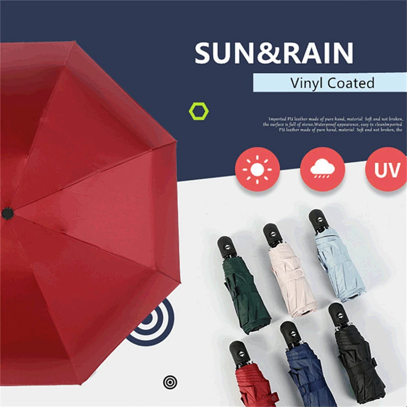 Mini paraguas automático lluvia mujeres 5 paraguas de moda plegable lluvia mujeres ultraligero UV Parasol viaje al aire libre niños hombres paraguas