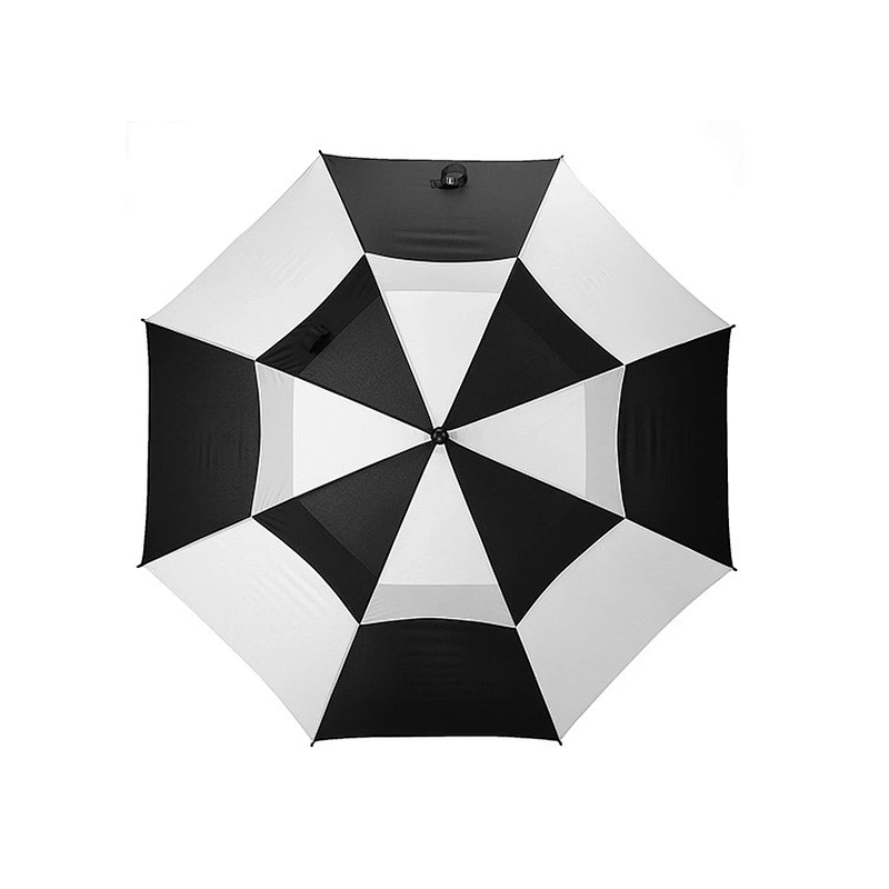 Paraguas a prueba de viento del golf de la capa doble del eje largo de encargo del anuncio con la impresión del logotipo