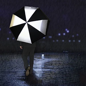 Paraguas plegable de encargo reflexivo barato al por mayor de la nueva invención con el logotipo