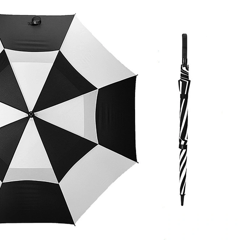 Paraguas a prueba de viento del golf de la capa doble del eje largo de encargo del anuncio con la impresión del logotipo