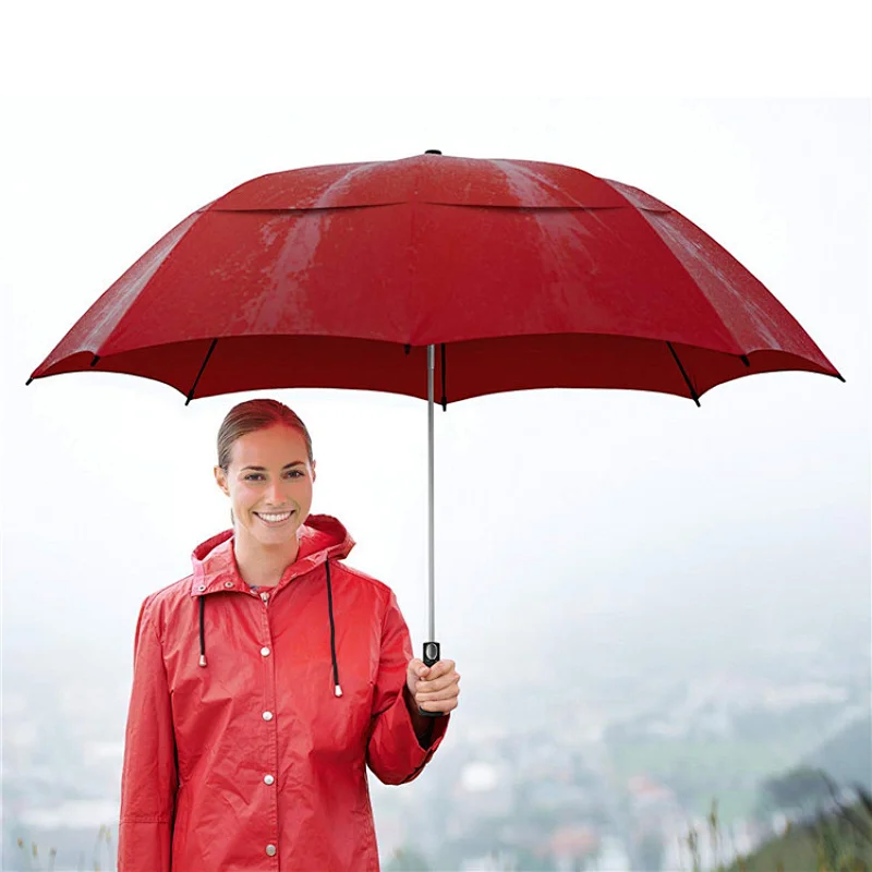 58 Inch Portable Large Windproof Double Canopy Automatic Open Strong Oversized Rain Golf Umbrellas with logo prints