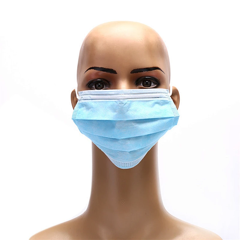 Antivirus Dust Máscara facial no tejida de 3 capas Mascarilla desechable con gancho para la oreja