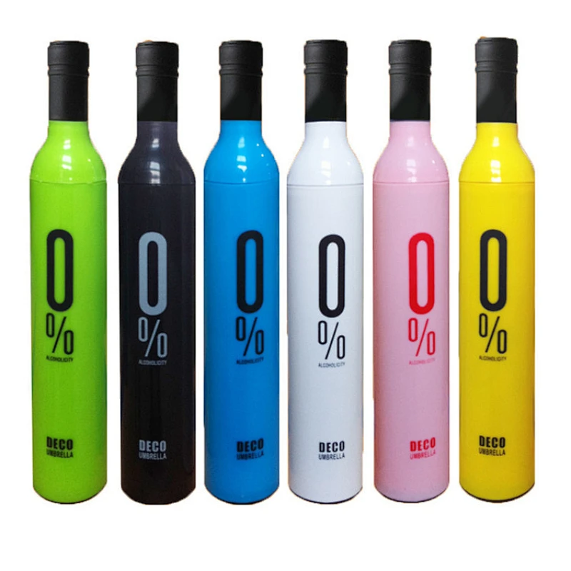 Wine Bottle Shaped Customized Logo Gift Advertising Promotional Folding Umbrella
