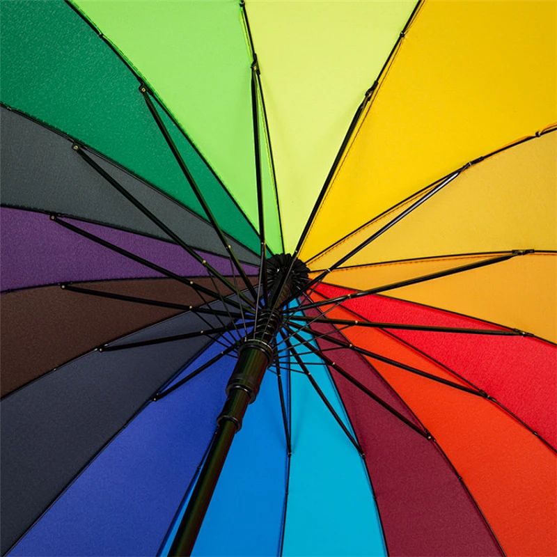Paraguas de golf de arco iris de material de poliéster de color opcional