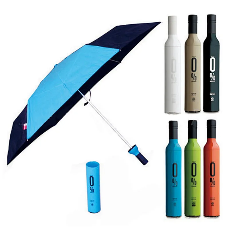 Wine Bottle Shaped Customized Logo Gift Advertising Promotional Folding Umbrella