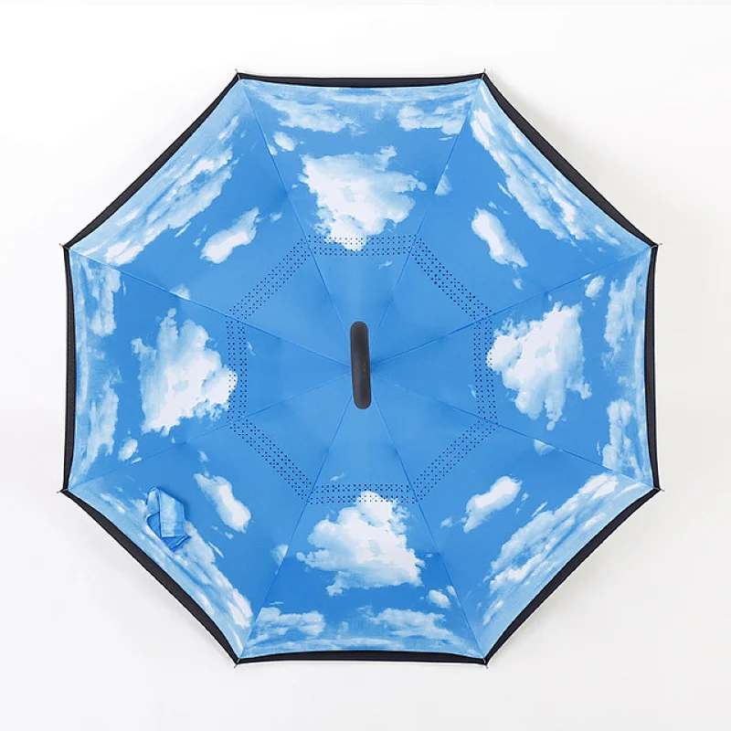 Ready stock windproof double layer Logo printed promotional custom reverse inverted umbrella