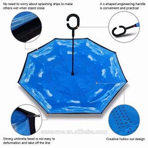 Ready stock windproof double layer Logo printed promotional custom reverse inverted umbrella