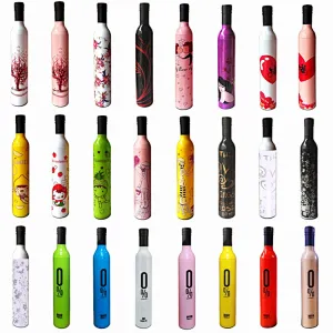 Wine Bottle Shaped Customized Logo Gift Advertising Promotional Folding Umbrella