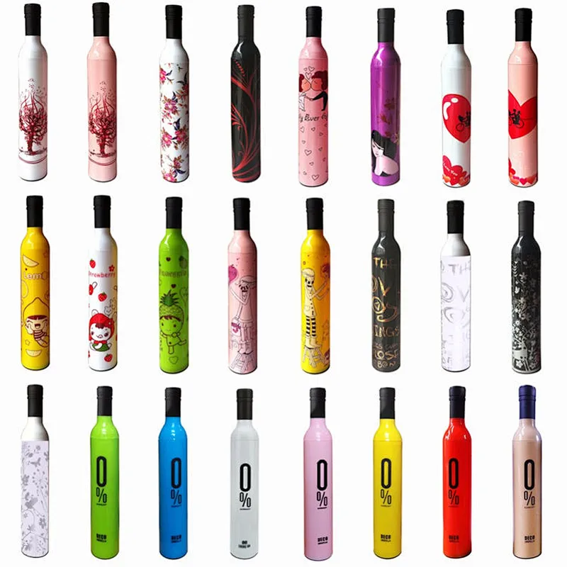 Wine Bottle Shaped Customized Logo Gift Advertising Promotional Folding Umbrella