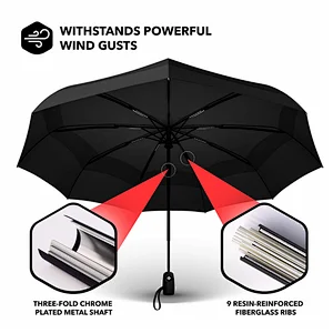 Amazon Hot Sell Windproof Automatic Travel Folding Umbrella for Promotion Umbrella with Logo Printing