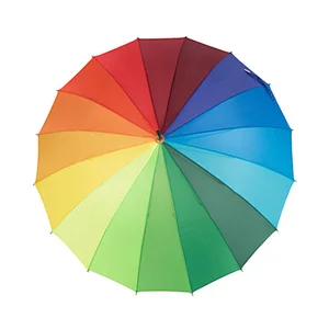 Wholesale Market rainbow color promotional 16k straight stick rain umbrella
