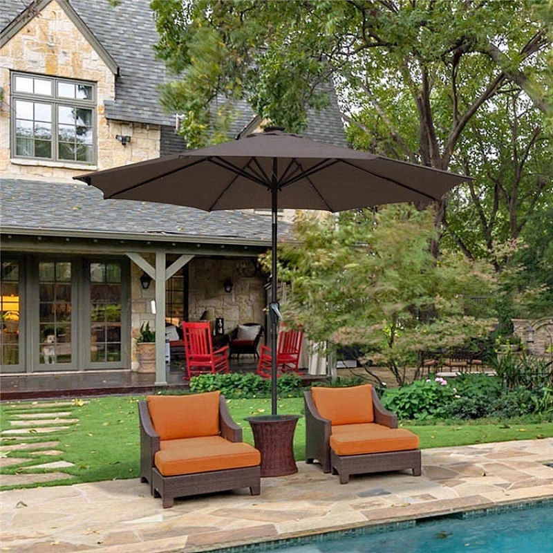 9ft Solar Powered LED Light Tilt Sun Garden Outdoor Patio Umbrella Partes para Mesa Market Beach Pool Cafe Deck