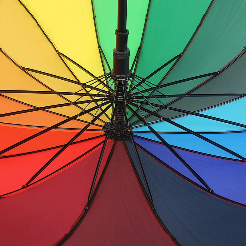 Wholesale Market rainbow color promotional 16k straight stick rain umbrella