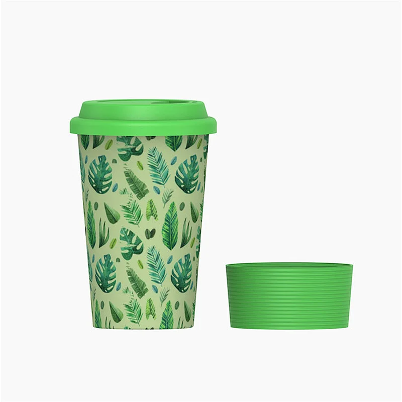 BPA free Custom 16oz double wall plastic reusable water coffee cup with sleeve lid