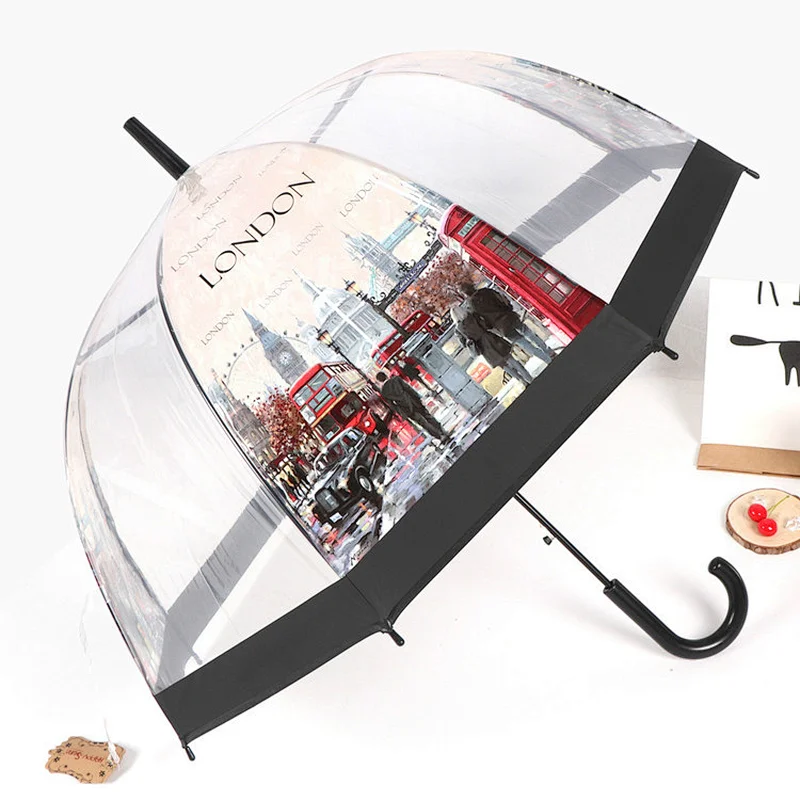 POE material Apollo shape clear transparent umbrella Customized design straight umbrella