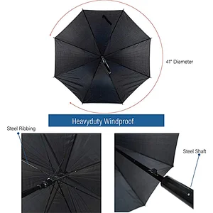 Auto Open Black Canopy No Drip Rain Umbrella With Telescopic Plastic Cover Drip