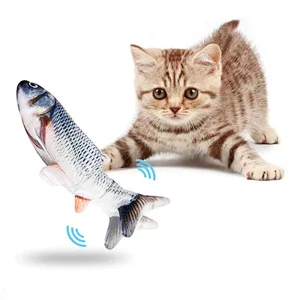 2020 new design best pet toy catnip kicker fish realistic flopping fish plush interactive funny toy for pet electric moving fish
