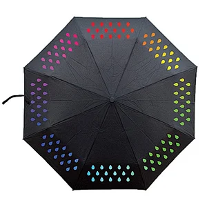 Color Changing Umbrella, Portable 3 Fold Rain Colorful Travel Compact Umbrella,UV Coating Change Color Umbrella When wet