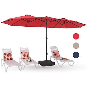 15ft Double Sided Outdoor Market Extra Large Aluminum Table Patio Umbrella with Crank