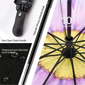 10 costillas mujeres de adentro hacia afuera sol lluvia reversible plegable compacto viaje automático plegable paraguas invertido