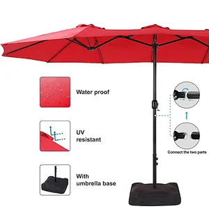 15ft Double Sided Outdoor Market Extra Large Aluminum Table Patio Umbrella with Crank