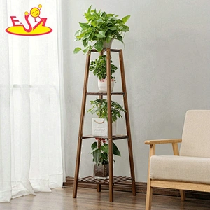 Most popular 4 tiers brown natural wood plant stand for garden decor W08H115