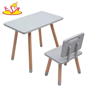 High quality preschool white wooden table chair for kids W08G272