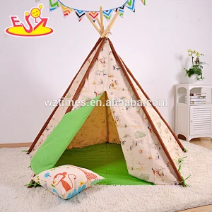 wholesale deluxe indoor play kids teepee tent natural cotton canvas children kids teepee tent W08L005