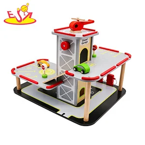 2019 New arrival educational wooden toy parking lot for kids W04B076