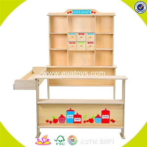 wholesale educational wooden kids supermarket toy for role play W10A055